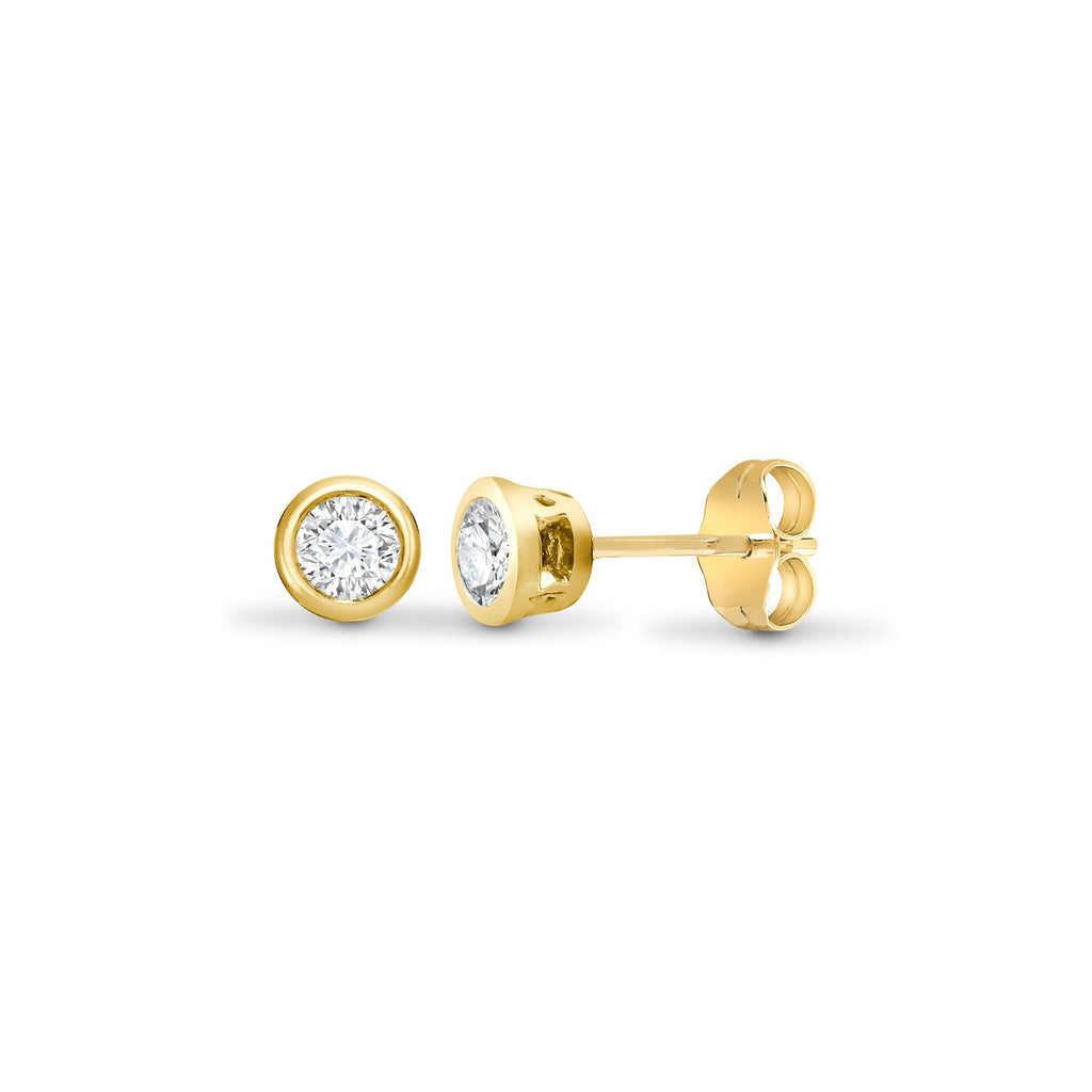 18ct Yellow Gold 35pts Rub over Earrings