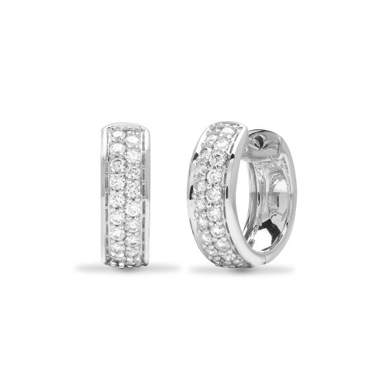 18ct White Gold Diamond Huggie Earrings