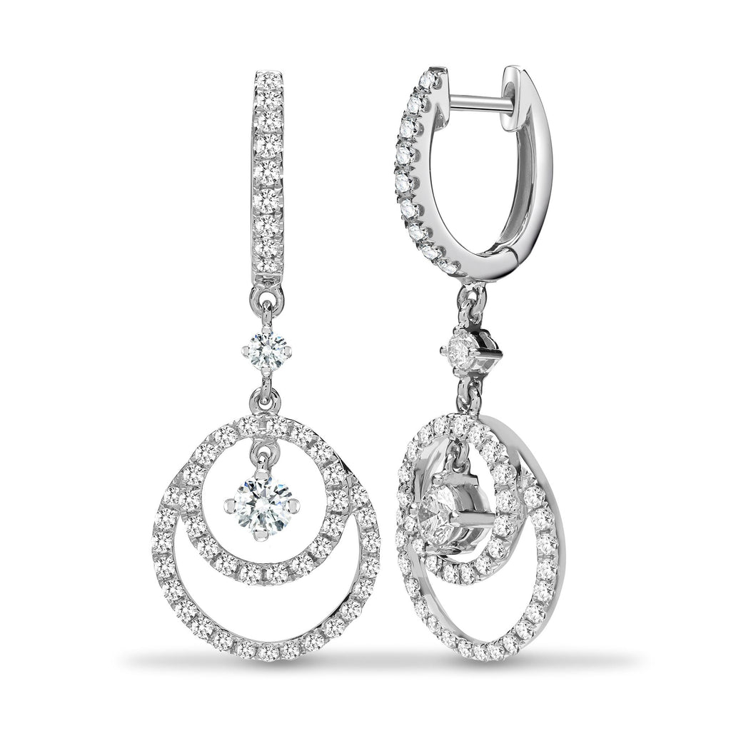 18ct White 1.01ct Diamond Drop Earrings Circle Drop Hoops