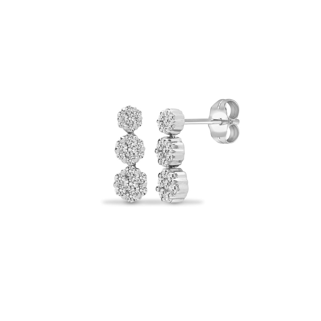 Diamond Earrings 0.50ct Daisy Drop Studs 18ct White Gold