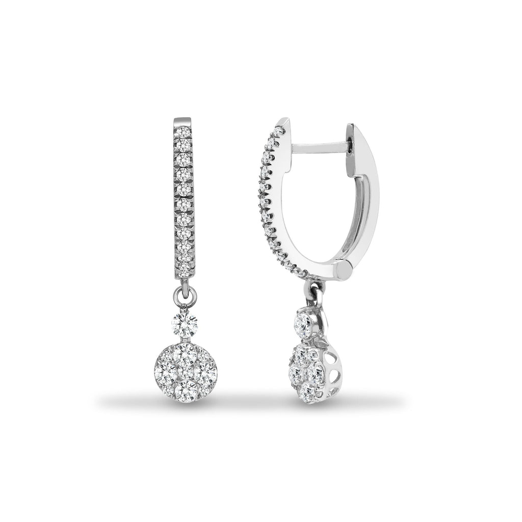 18ct White 0.50ct Diamond Earrings Daisy Drop Hoops