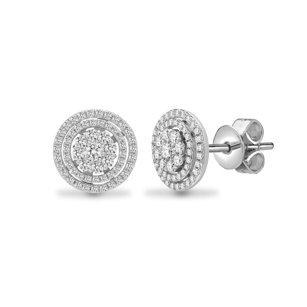 18ct White 0.88ct Diamond Cluster Earrings