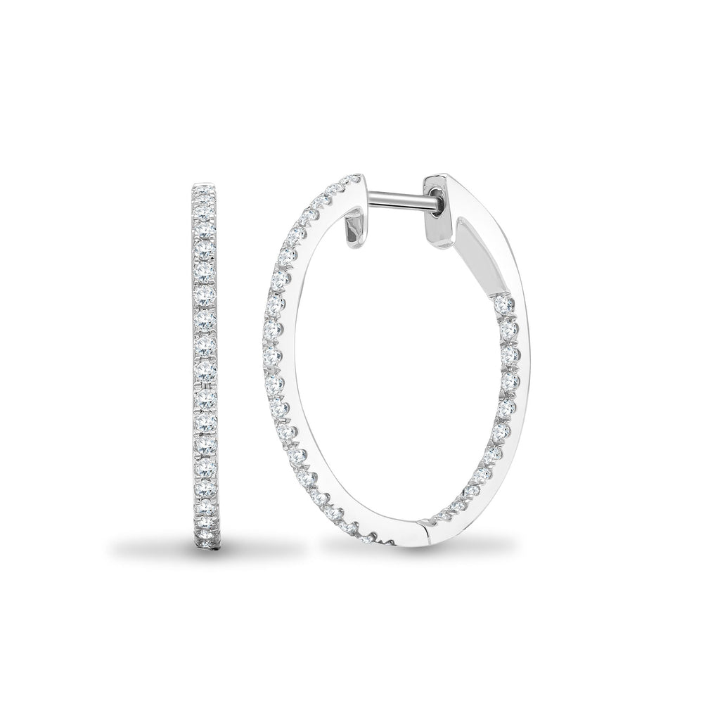 18ct White 0.64ct Diamond Claw Full Set Hoop Earrings