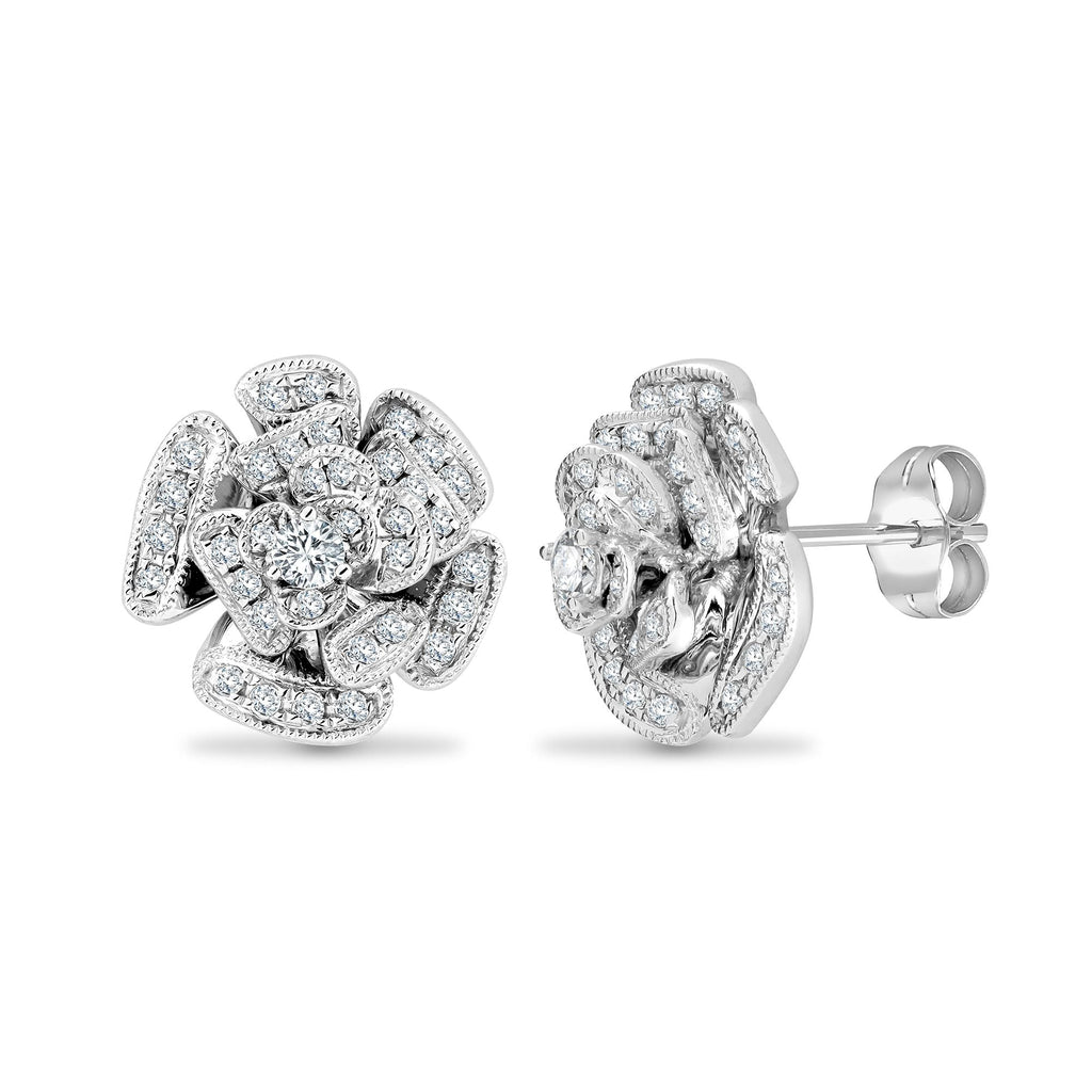 18ct White 0.38ct Diamond Rose Earrings