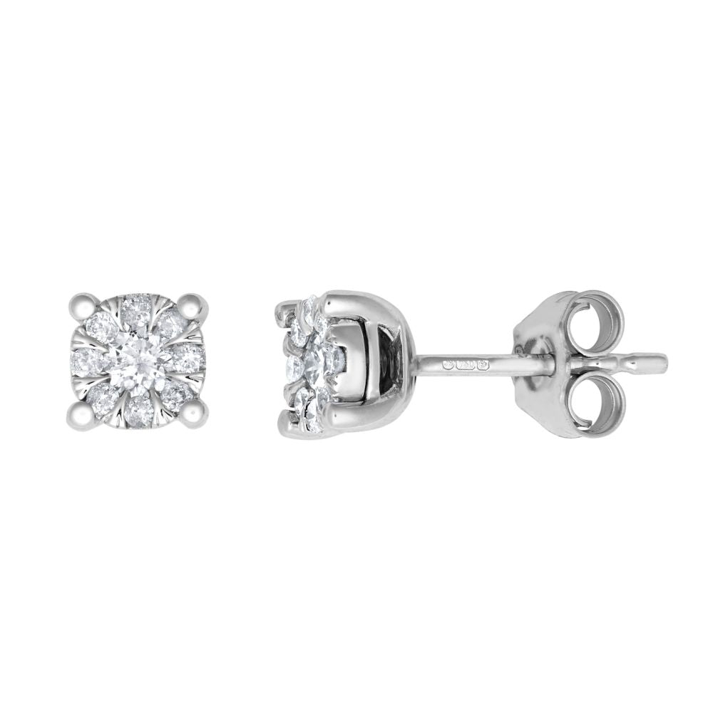 18ct White 0.33ct Diamond 7 Stone Cluster Earrings