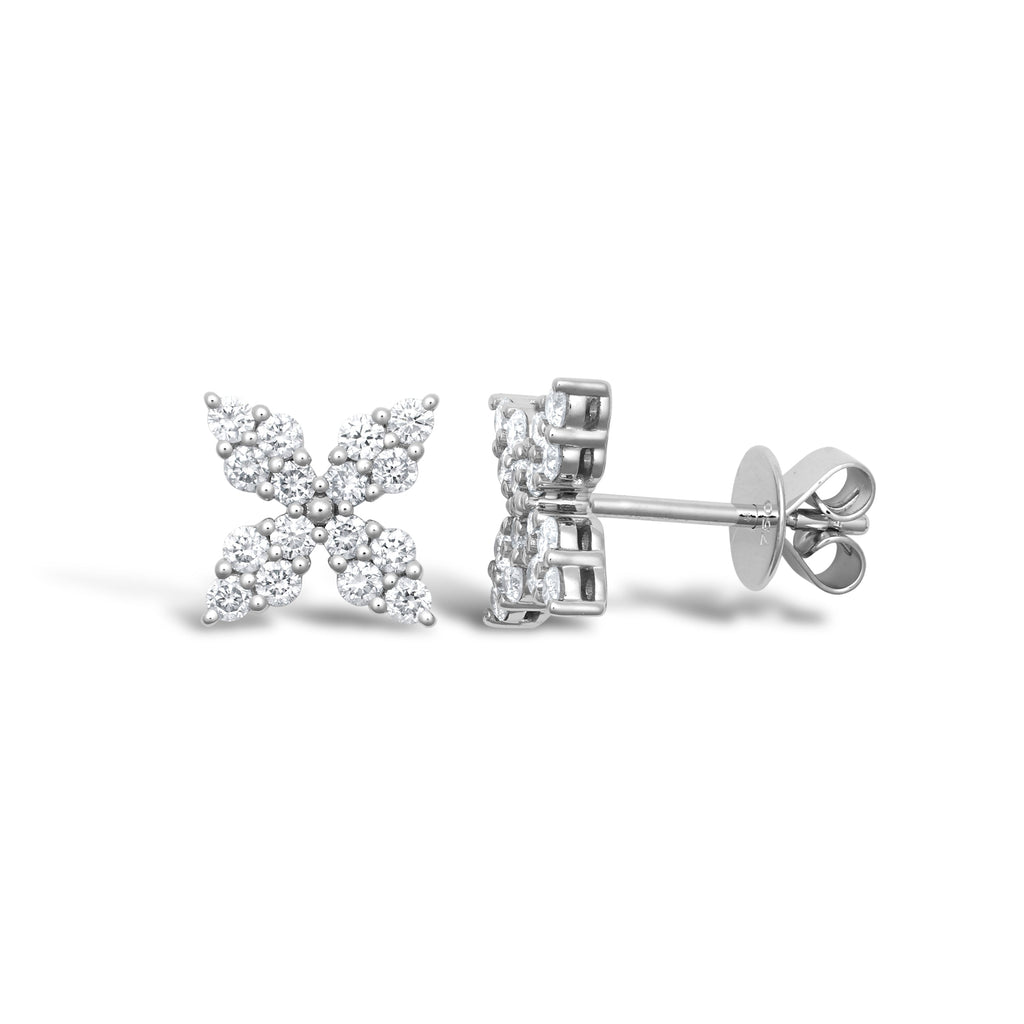 18ct White 0.50ct diamond Flower Petal cluster stud earrings