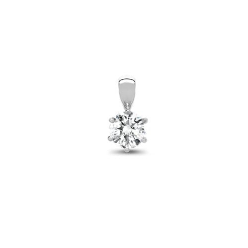 18ct White Gold 6 Claw Diamond Solitaire Pendant