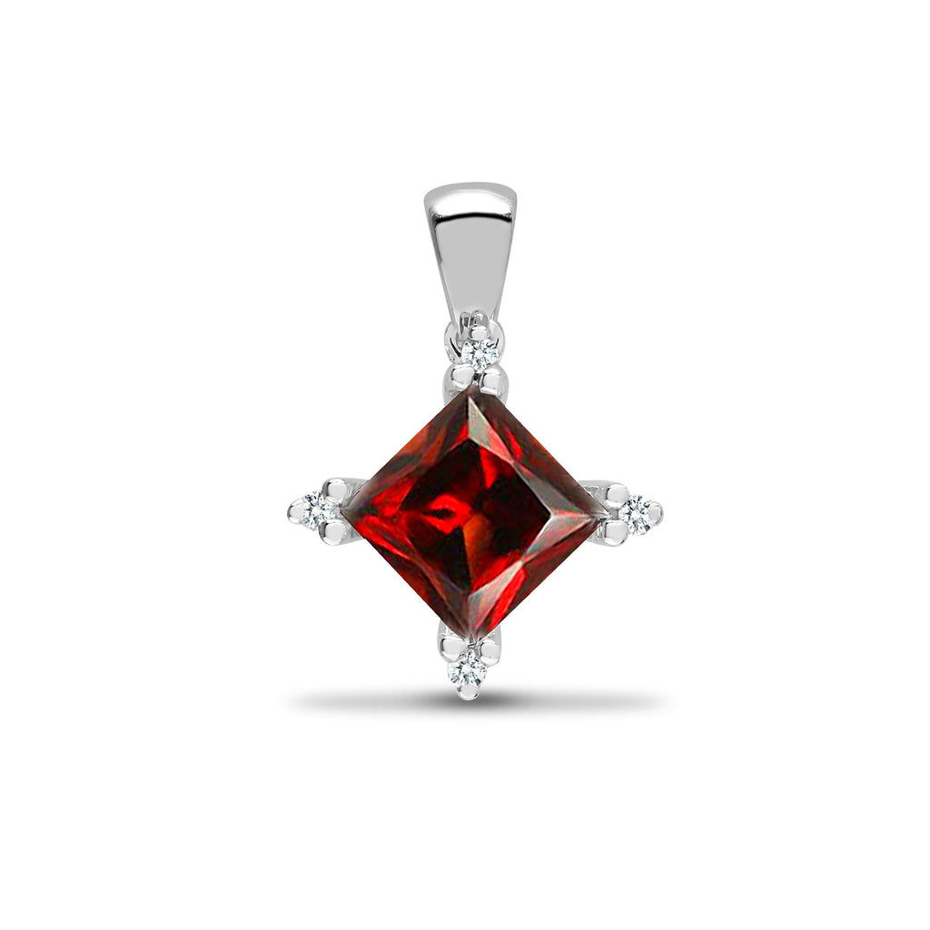 18ct White Gold Diamond And Garnet Pendant