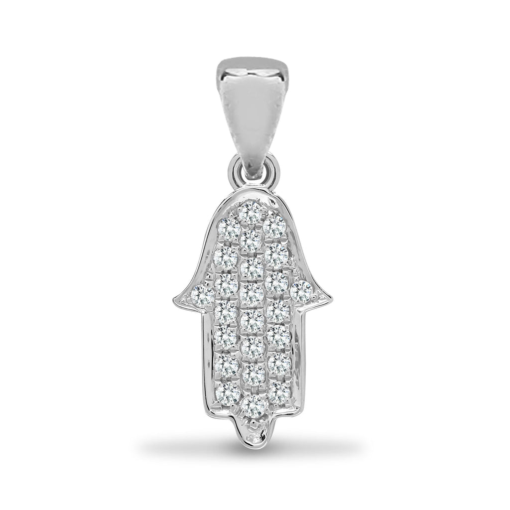 18ct 2 Col 0.14ct Diamond Hamsa Pendant
