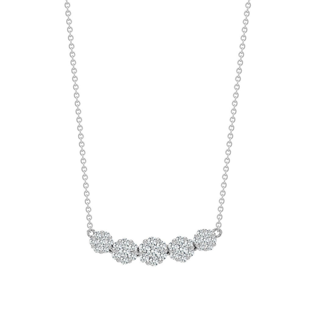 18ct White Gold 0.75ct Diamond Necklace Daisy Flower pendant 18" Chain