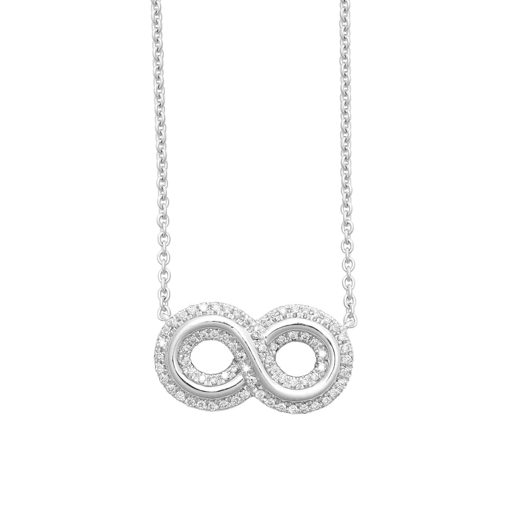 18ct White Gold 0.20ct Diamond Infinity Necklace 18" Chain