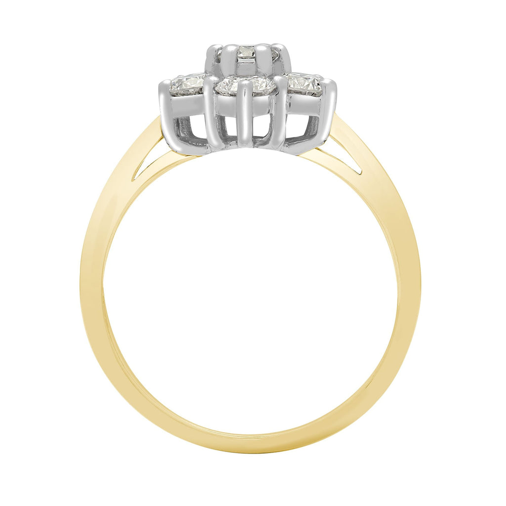18ct Yellow/White 1.50ct Diamond 7 Stone Cluster Ring