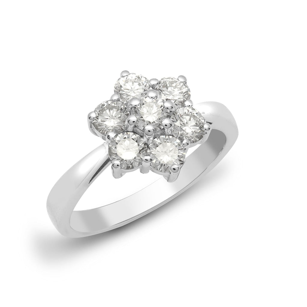 18ct White Gold 1ct 7 Stone Cluster Diamond Ring