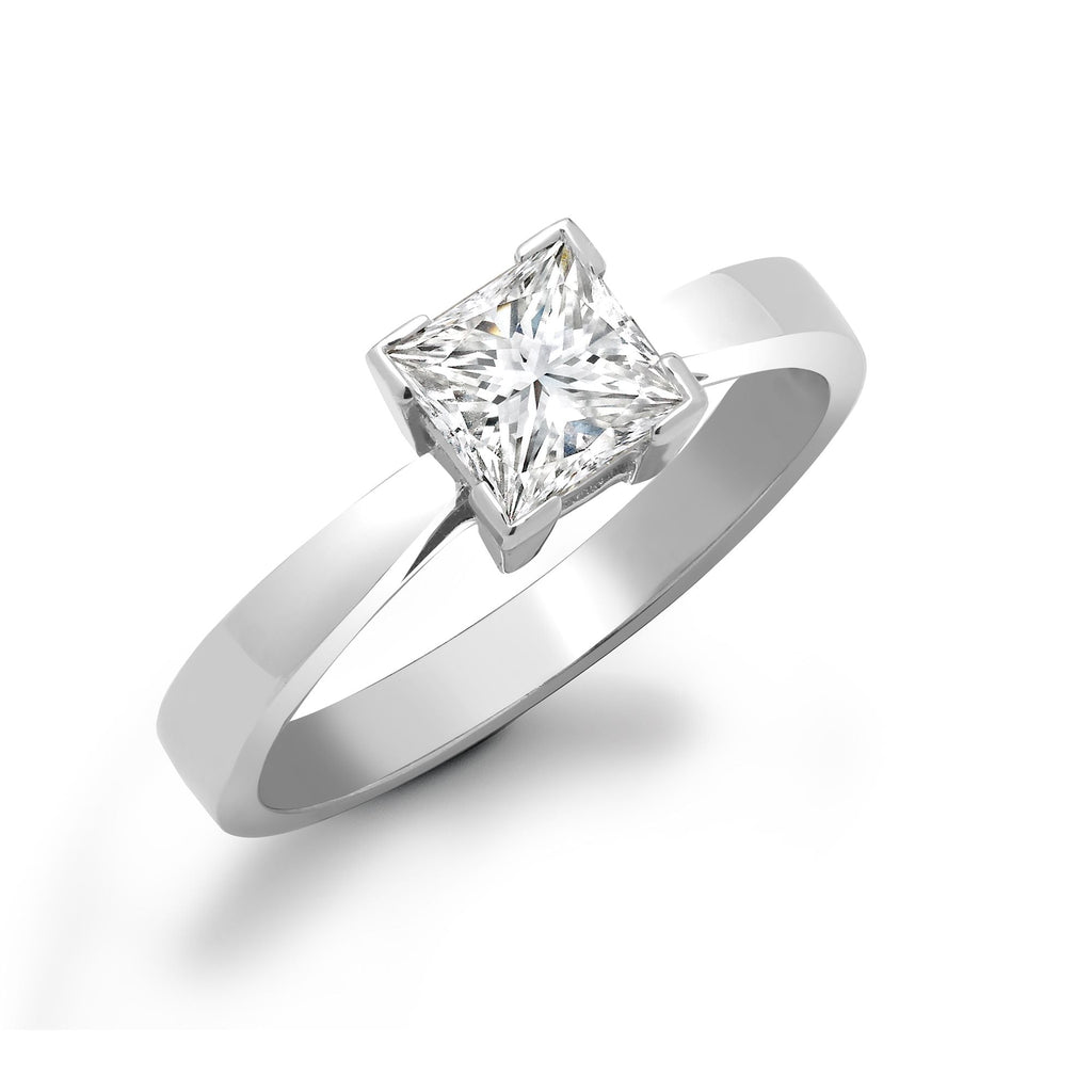 18ct White Gold 1ct Princess Cut Diamond Solitaire Ring