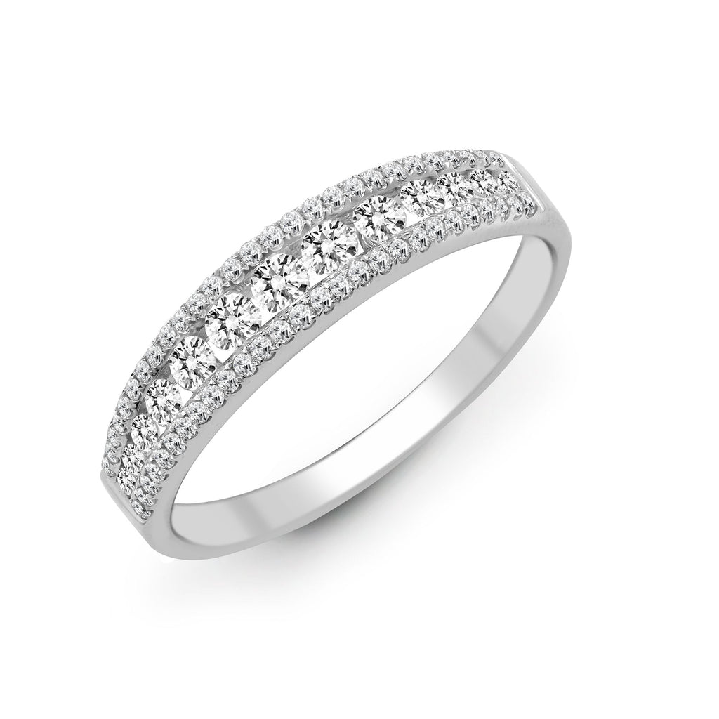 18ct White 0.47ct Diamond 3 Row ½ ET Ring
