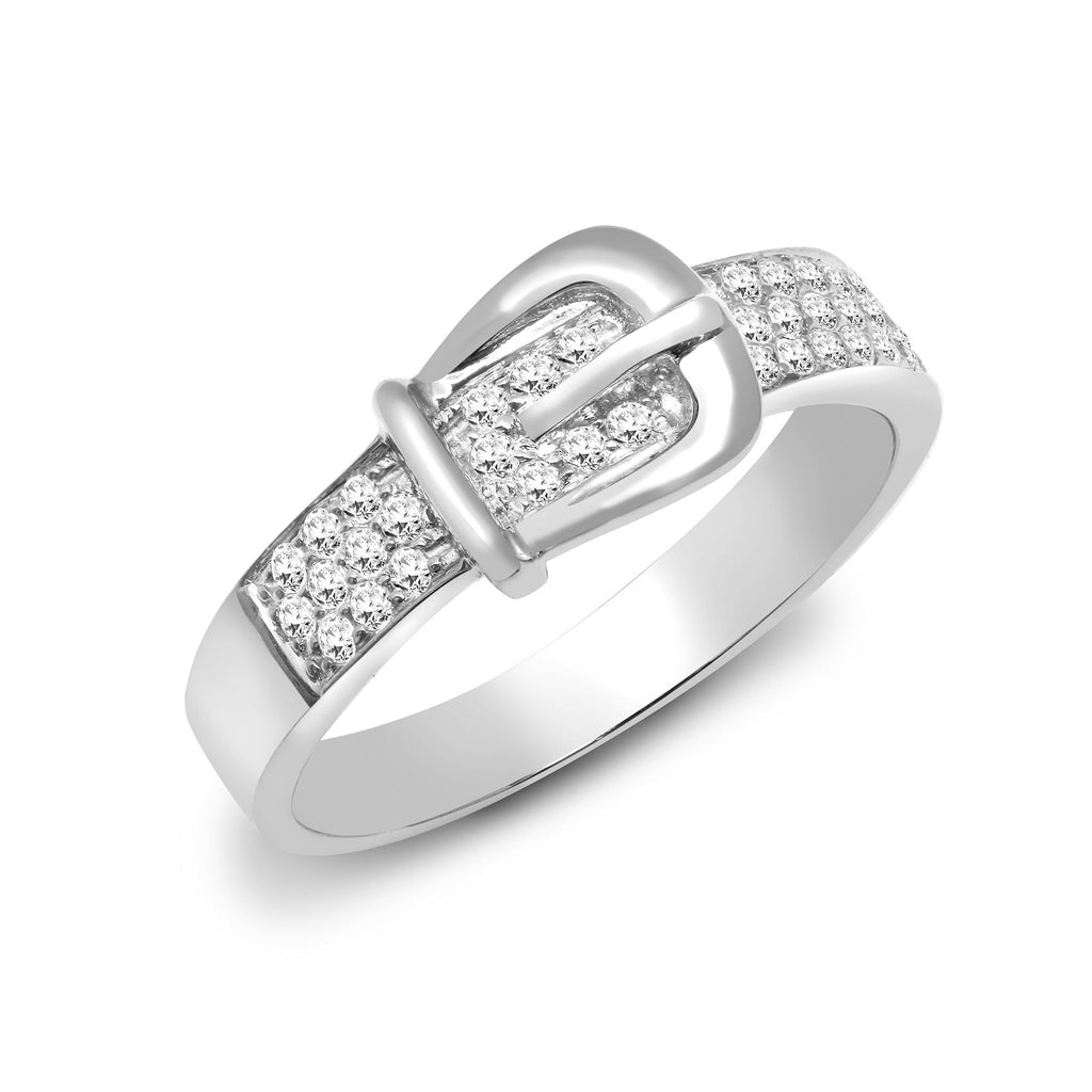 18ct White 0.34ct Diamond Buckle Ring
