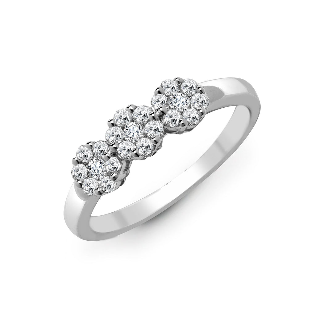 18ct White 0.45ct Diamond 3 x 7 Cluster Ring