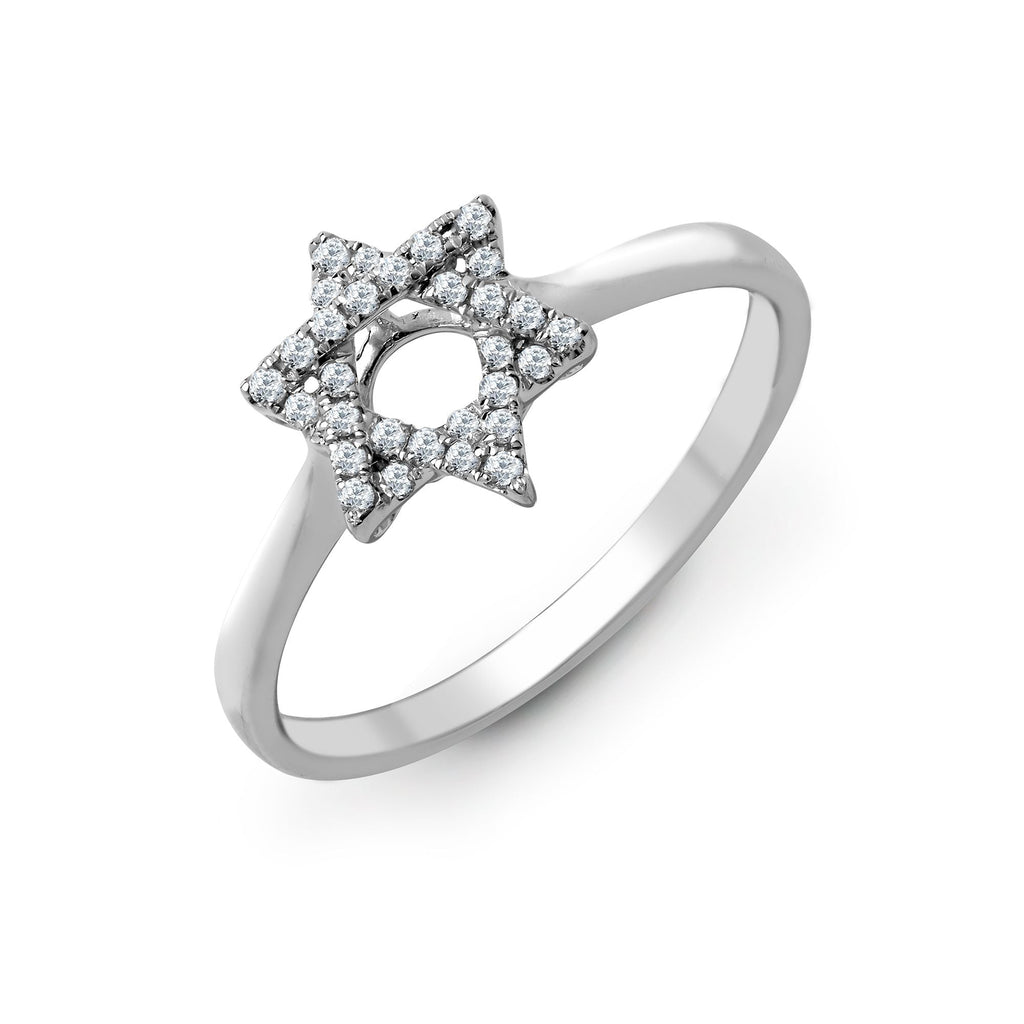 18ct White 0.13ct Diamond Star of David Ring