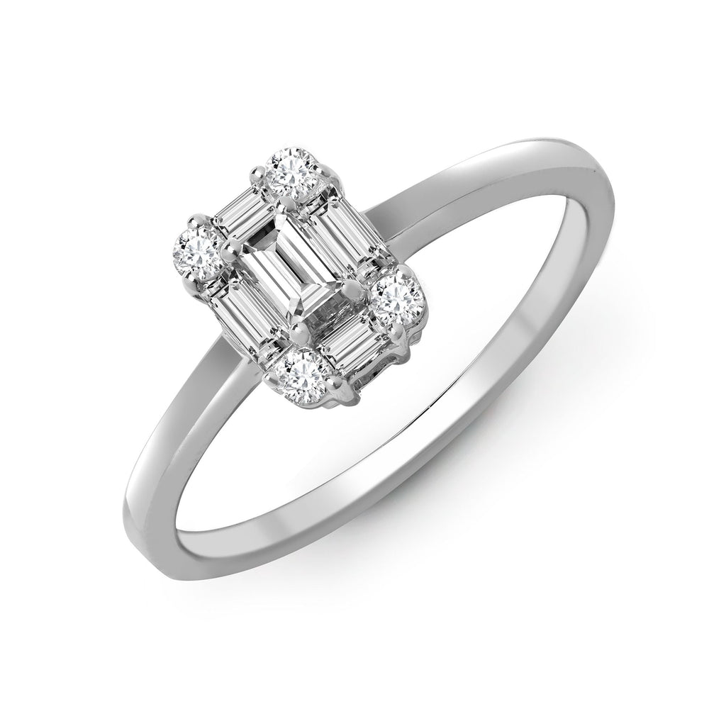 18ct White Gold 0.57ct Diamond RBC & Baguette Ring