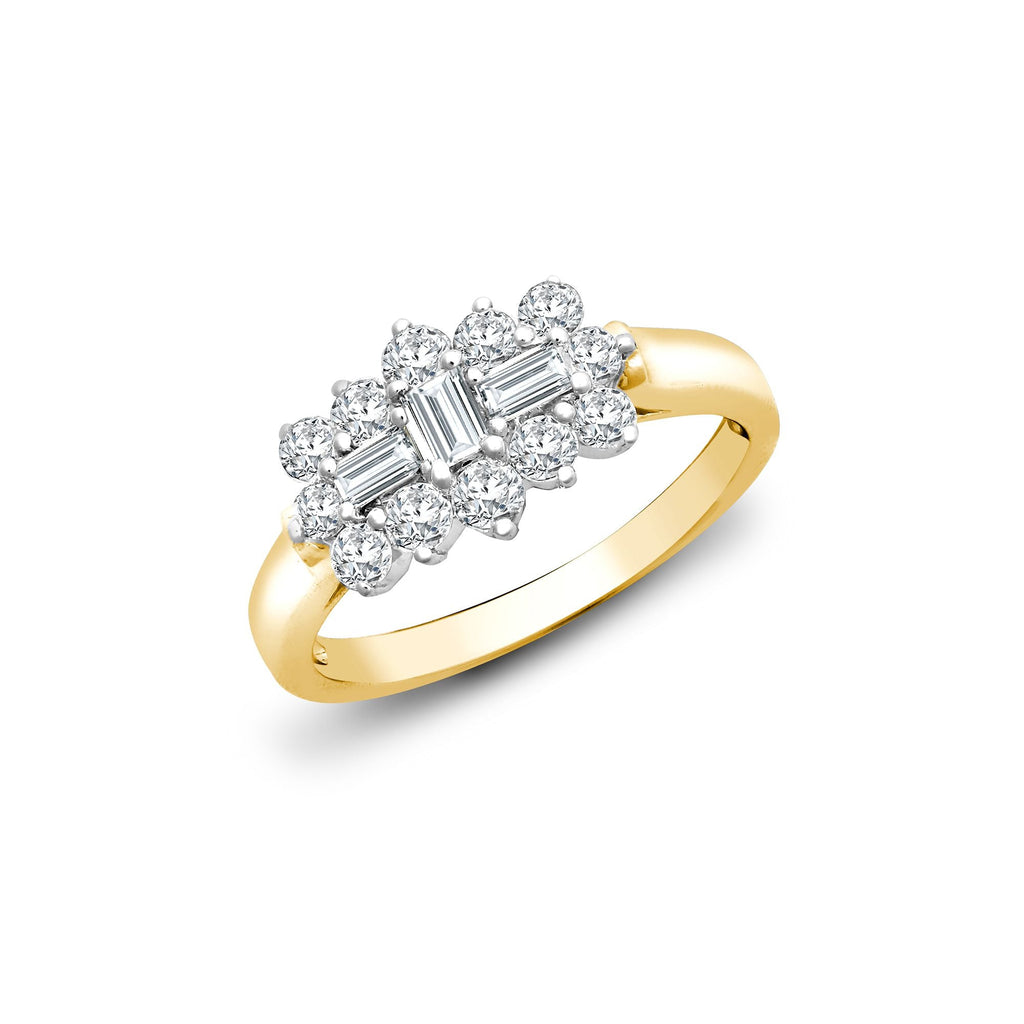 18ct Yellow & White 1.00ct Diamond Boat Ring