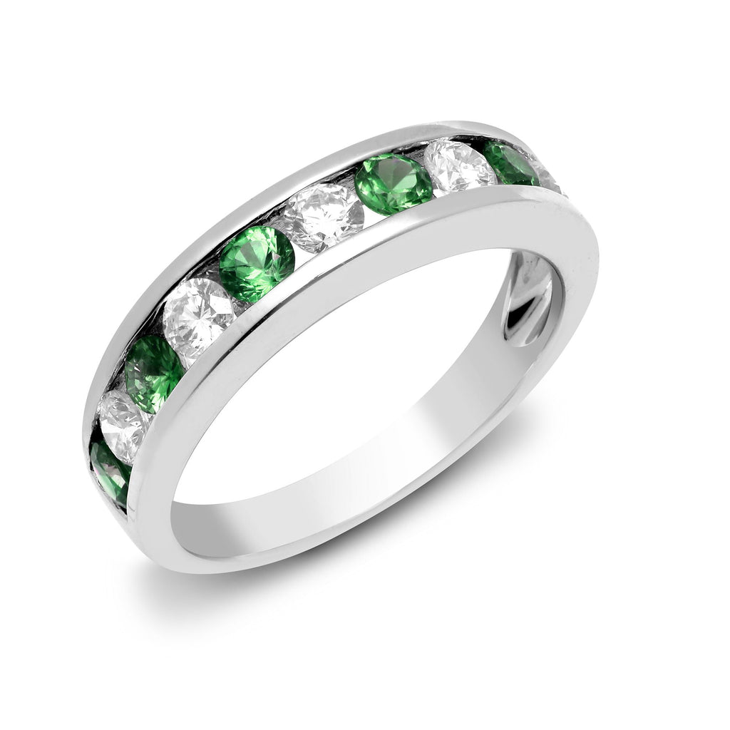 18ct White Diamond 0.55ct Emerald 0.65ct 1\2 Eternity Ring