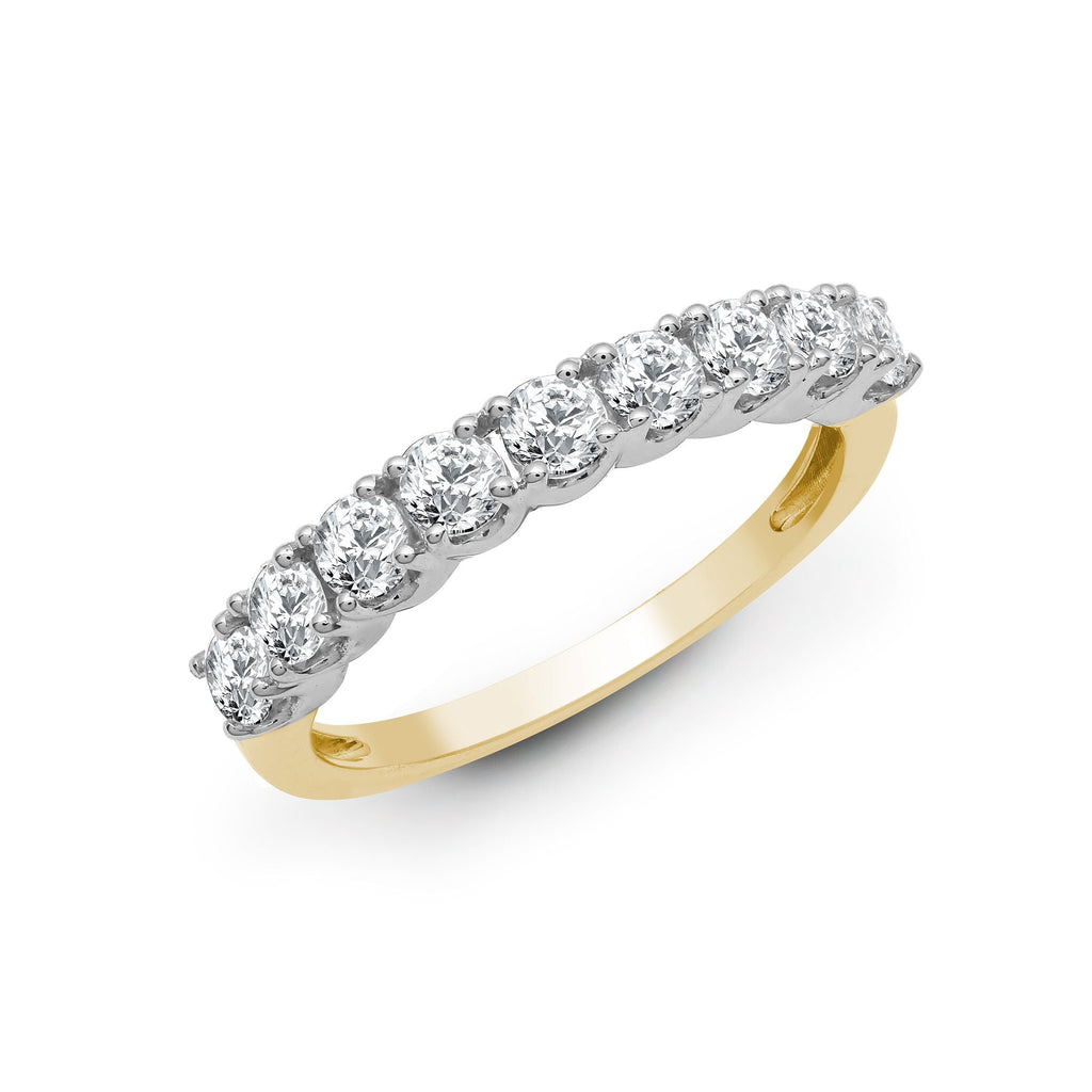 18ct Yellow/White 1.00ct 9 stone Claw Set 1/2 ET Ring
