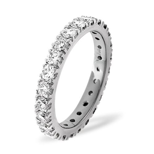 18ct White Gold Claw Set Full Eternity Ring Diamond 2.00ct H Si