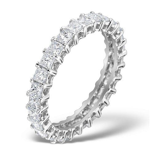 18ct White Gold Claw Set Full Eternity Ring Princess Cut Diamond 2.00ct G VS