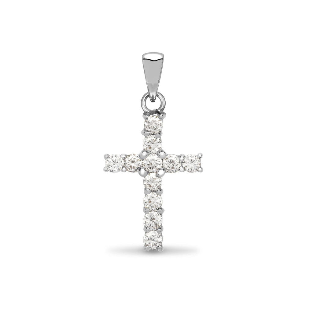 18ct White Gold Diamond Cross