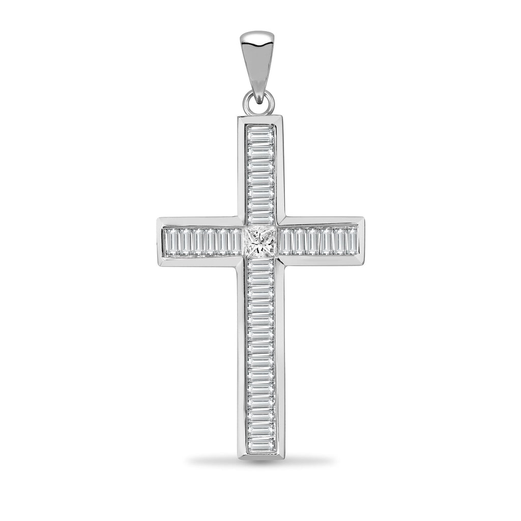 18ct White Gold Diamond Cross
