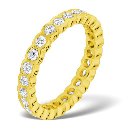 18ct Yellow Gold Rub Over Set Full Eternity Ring Diamond 1.00ct H Si