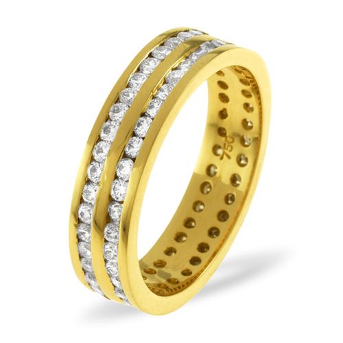 18ct Yellow Gold Channel Set 2 Row Full Eternity Ring Diamond 2.00ct G VS