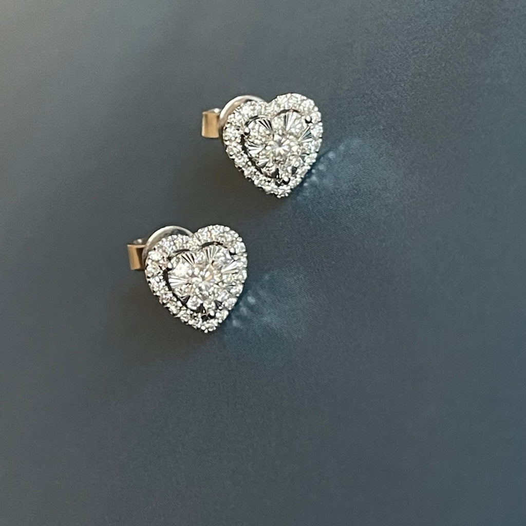 Diamond Heart Earrings 0.50ct in 18ct White Gold