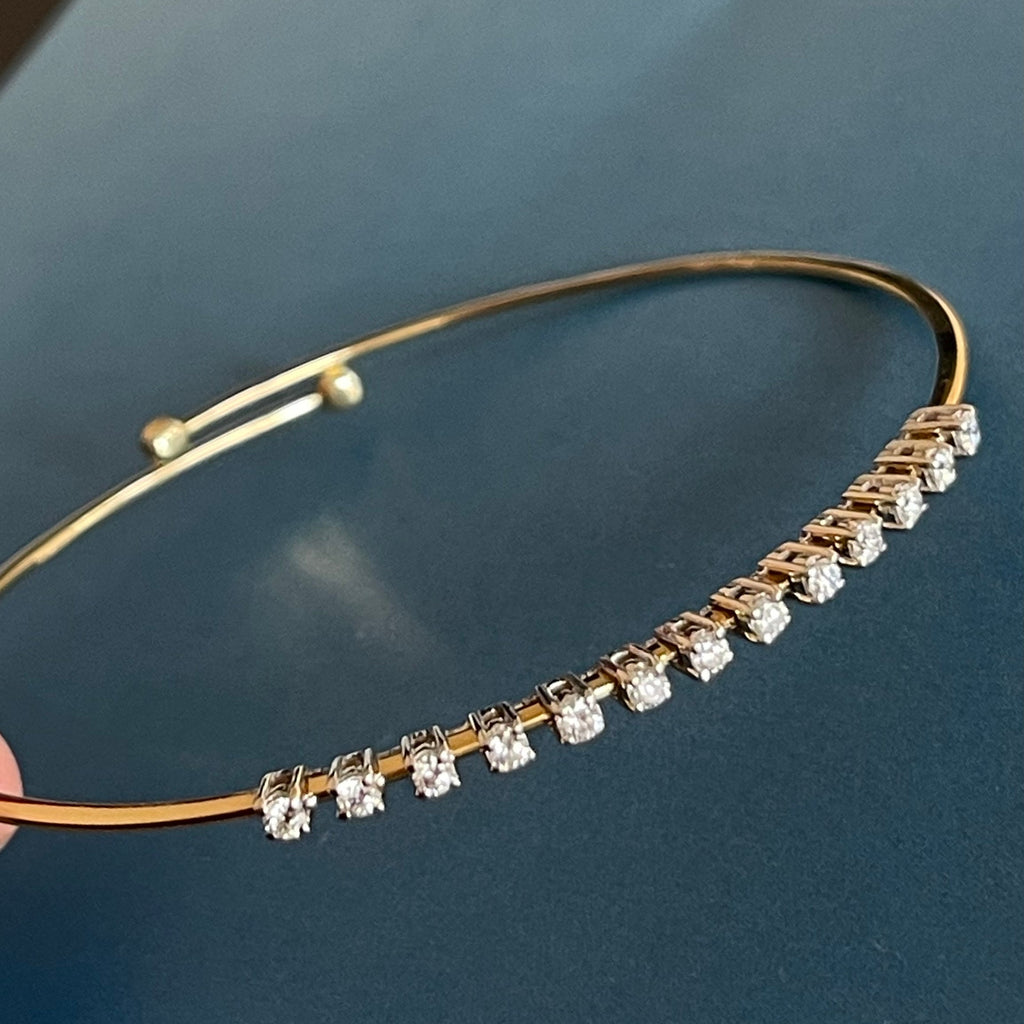 18ct Yellow Gold Diamond Bangle flexi claw set 0.45ct