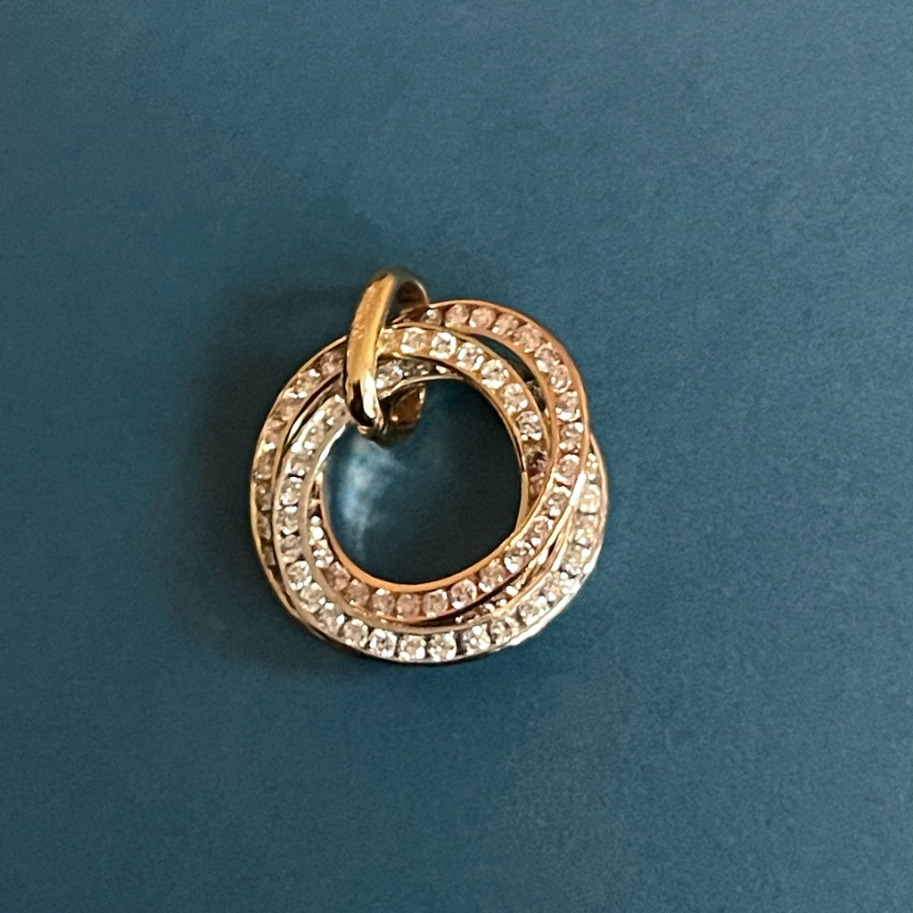Diamond Pendant in 18ct Gold Eternity Circle of Life interlocking tricolour