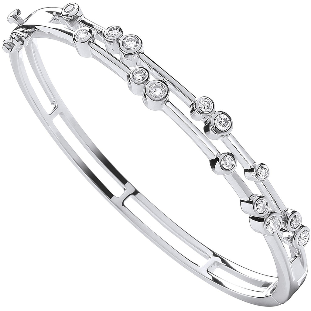 18ct White Gold Diamond Bubble Bangle 1ct
