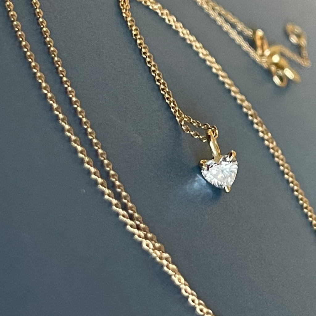 Solitaire Heart Cut Diamond Necklace in 18ct Yellow Gold 0.22ct