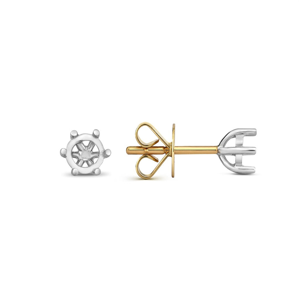 18ct Yellow Gold Solitaire Earrings Mount 1.25ct 6 prong