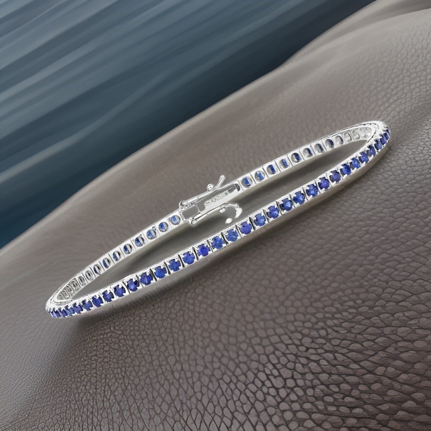 3.10ct SAPPHIRE Tennis BRACELET IN 18CT WHITE GOLD