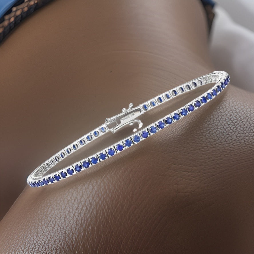 3.10ct SAPPHIRE Tennis BRACELET IN 18CT WHITE GOLD