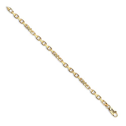 18ct Yellow Solid Cable and Bollard Chain Bracelet