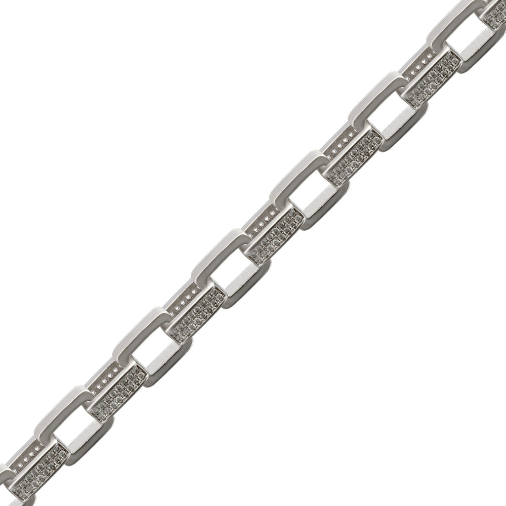 9ct White Gold CZ & Polished Paper Chain
