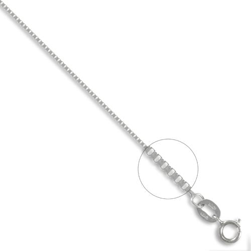 18ct White Gold Box 0.8mm Gauge Pendant Chain