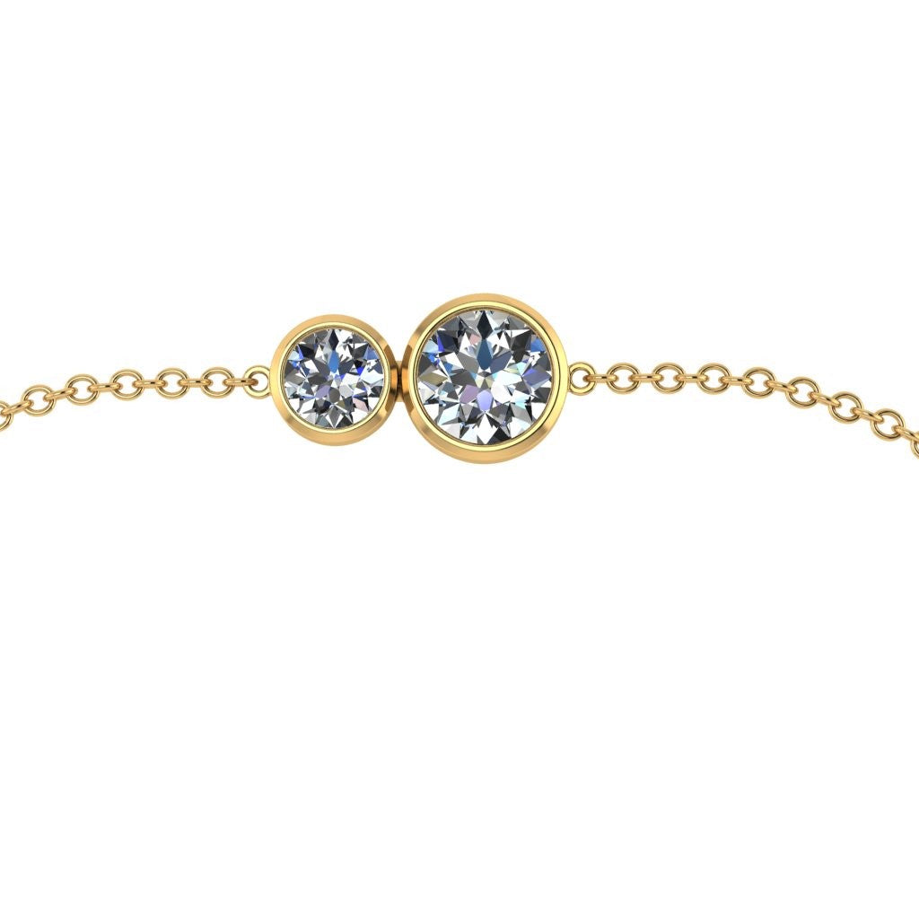 18ct Yellow Gold “You & I” Diamond bracelet - Skinny