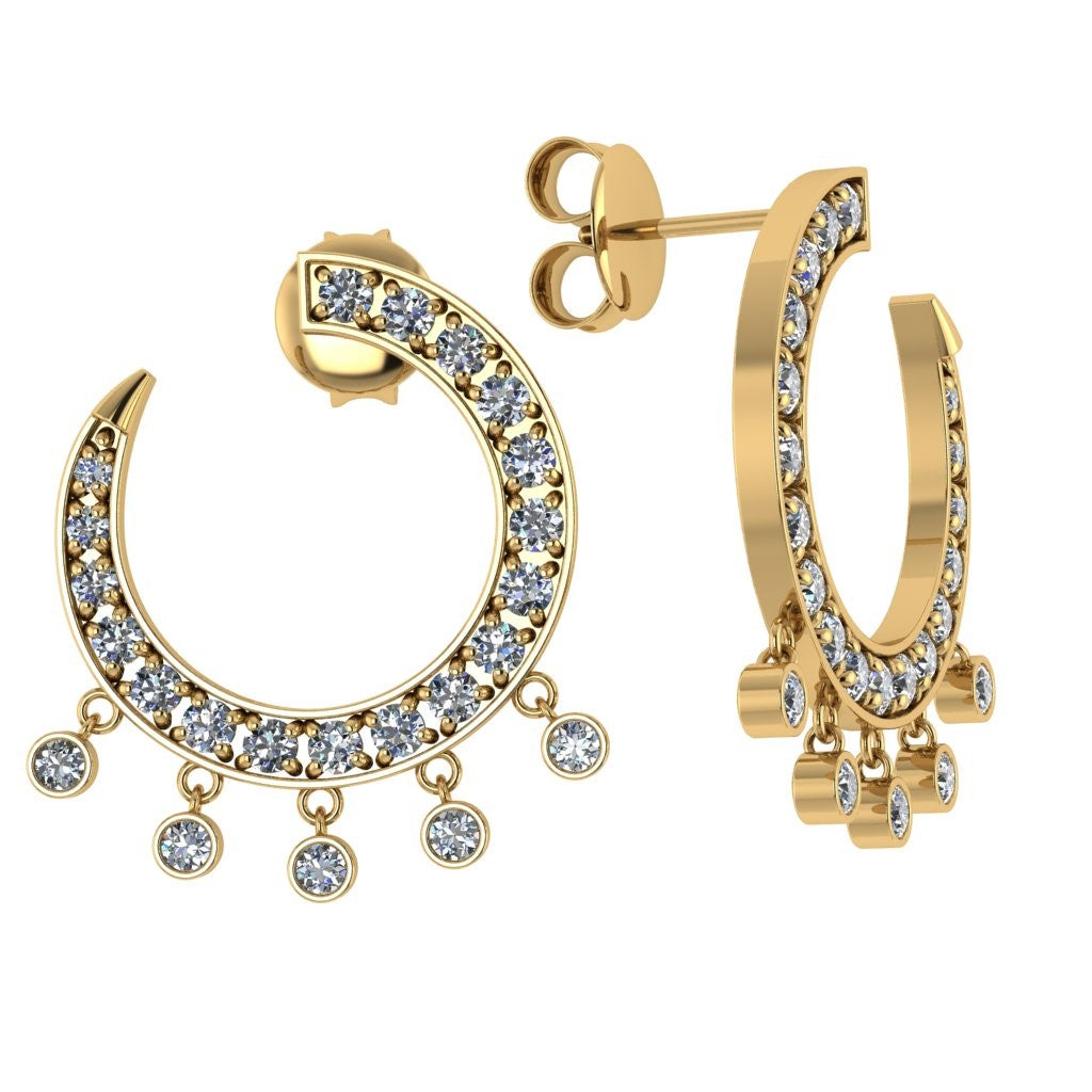 Yellow gold curve diamond earrings