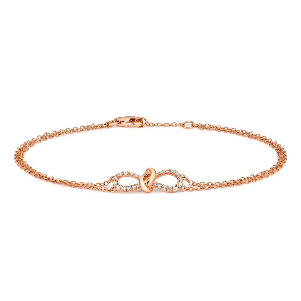 DIAMOND BOW BRACELET IN 18CT ROSE GOLD