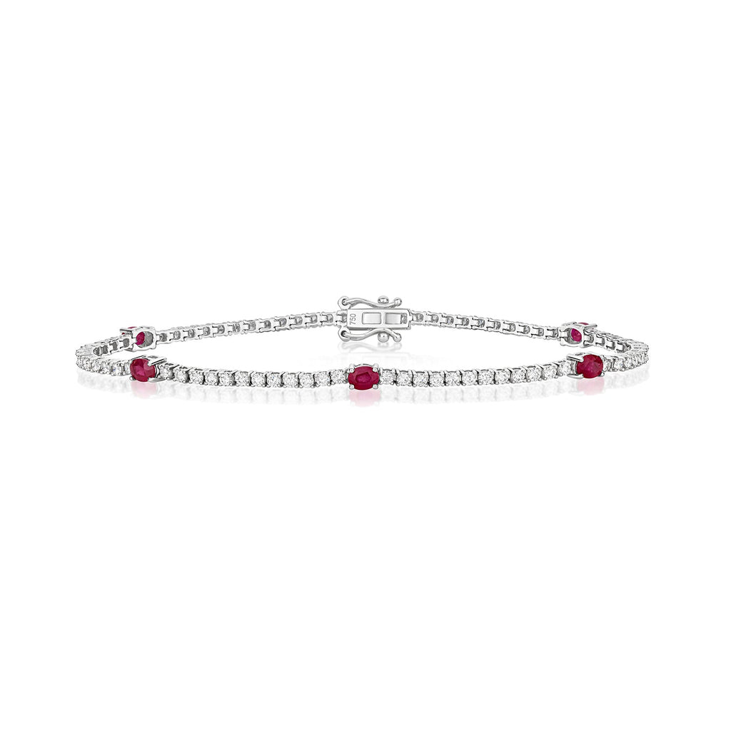 DIAMOND AND RUBY BRACELET 18CT WHITE GOLD