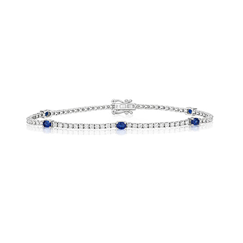DIAMOND AND SAPPHIRE BRACELET 18CT WHITE GOLD