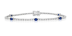 DIAMOND AND SAPPHIRE BRACELET 18CT WHITE GOLD