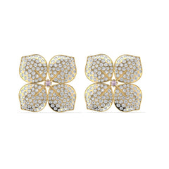 18ct Yellow Gold Hydrangea Flower Diamond Earrings 1.60ct